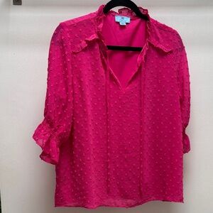 CeCe Fuchsia Textured Blouse